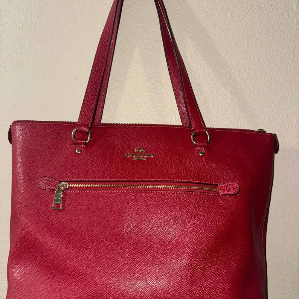 Coach Red Leather Tote Bag